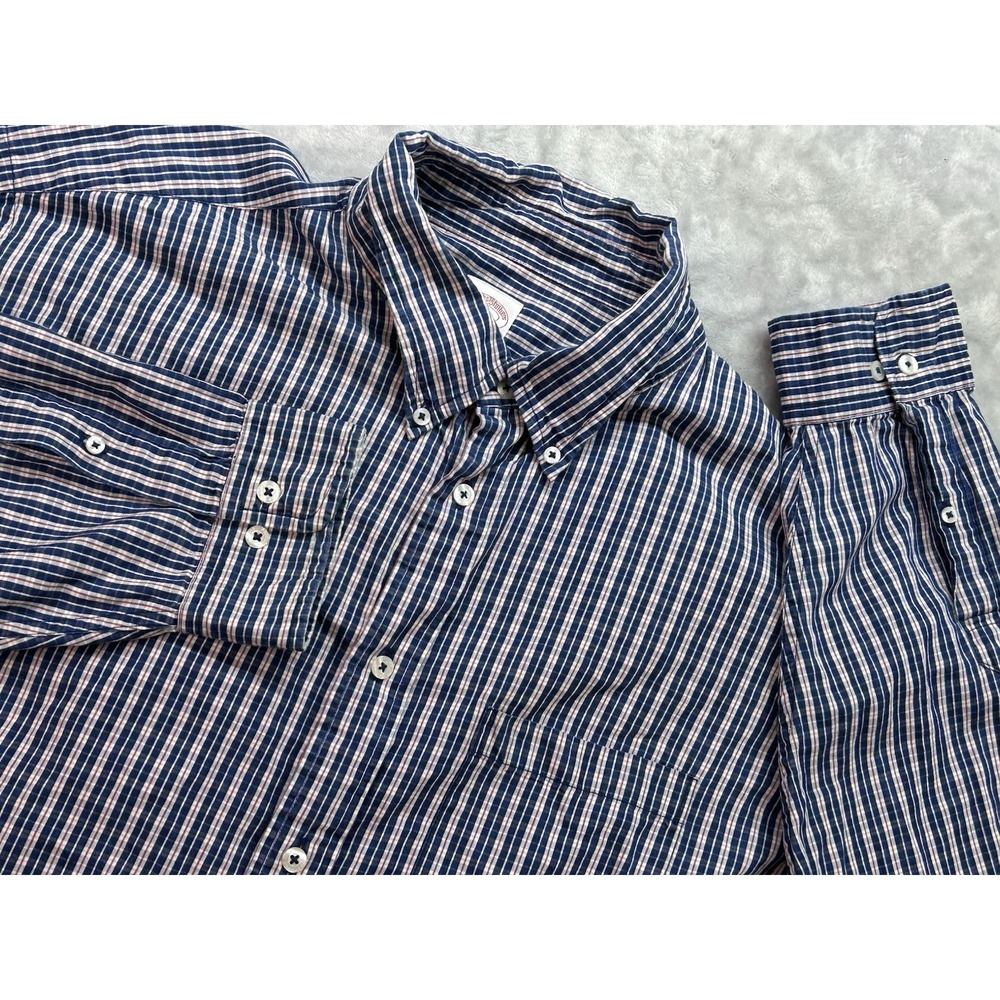 Brooks Brothers Shirt Mens XXL Micro Check Plaid Madison Fit No Iron Office Work